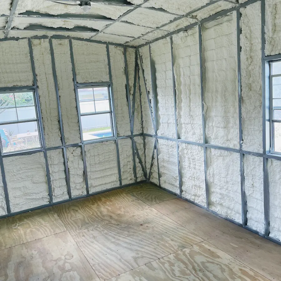 Closed-cell spray foam insulation applied to wall cavities in a residential project in Mayfield Heights
